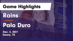 Rains  vs Palo Duro  Game Highlights - Dec. 2, 2021