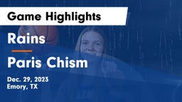 Rains  vs Paris Chism Game Highlights - Dec. 29, 2023