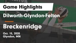 Dilworth-Glyndon-Felton  vs Breckenridge  Game Highlights - Oct. 15, 2020