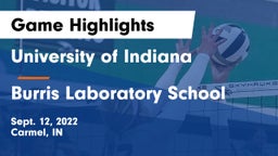 University  of Indiana vs Burris Laboratory School Game Highlights - Sept. 12, 2022