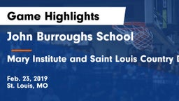 John Burroughs School vs Mary Institute and Saint Louis Country Day School Game Highlights - Feb. 23, 2019
