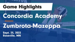 Concordia Academy vs Zumbrota-Mazeppa  Game Highlights - Sept. 25, 2022