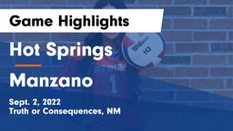 Hot Springs  vs Manzano Game Highlights - Sept. 2, 2022