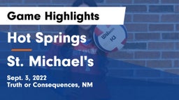 Hot Springs  vs St. Michael's  Game Highlights - Sept. 3, 2022