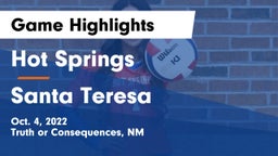 Hot Springs  vs Santa Teresa  Game Highlights - Oct. 4, 2022