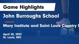 John Burroughs School vs Mary Institute and Saint Louis Country Day School Game Highlights - April 28, 2022