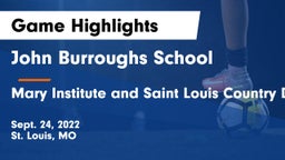 John Burroughs School vs Mary Institute and Saint Louis Country Day School Game Highlights - Sept. 24, 2022