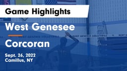 West Genesee  vs Corcoran  Game Highlights - Sept. 26, 2022