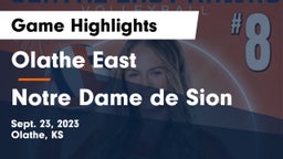 Olathe East  vs Notre Dame de Sion  Game Highlights - Sept. 23, 2023