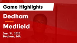 Dedham  vs Medfield  Game Highlights - Jan. 31, 2020