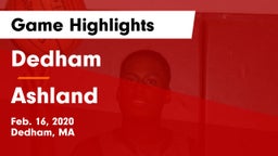 Dedham  vs Ashland  Game Highlights - Feb. 16, 2020