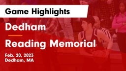 Dedham  vs Reading Memorial  Game Highlights - Feb. 20, 2023