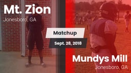 Matchup: Mt. Zion  vs. Mundys Mill  2018