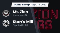 Recap: Mt. Zion  vs. Starr's Mill  2020
