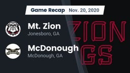 Recap: Mt. Zion  vs. McDonough  2020
