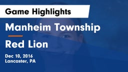 Manheim Township  vs Red Lion  Game Highlights - Dec 10, 2016