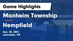 Manheim Township  vs Hempfield  Game Highlights - Jan. 20, 2021