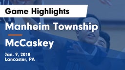 Manheim Township  vs McCaskey  Game Highlights - Jan. 9, 2018
