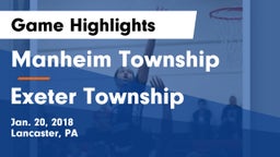 Manheim Township  vs Exeter Township  Game Highlights - Jan. 20, 2018