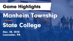 Manheim Township  vs State College  Game Highlights - Dec. 28, 2018