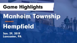 Manheim Township  vs Hempfield  Game Highlights - Jan. 29, 2019