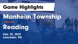 Manheim Township  vs Reading  Game Highlights - Feb. 22, 2019