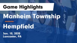 Manheim Township  vs Hempfield  Game Highlights - Jan. 10, 2020