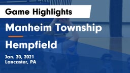 Manheim Township  vs Hempfield  Game Highlights - Jan. 20, 2021