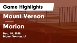 Mount Vernon  vs Marion  Game Highlights - Dec. 18, 2020