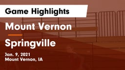 Mount Vernon  vs Springville  Game Highlights - Jan. 9, 2021