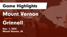 Mount Vernon  vs Grinnell  Game Highlights - Dec. 1, 2023
