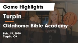 Turpin  vs Oklahoma Bible Academy Game Highlights - Feb. 15, 2020