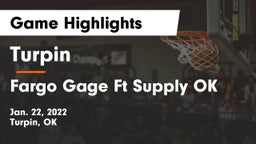 Turpin  vs Fargo Gage Ft Supply OK Game Highlights - Jan. 22, 2022