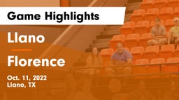 Llano  vs Florence  Game Highlights - Oct. 11, 2022