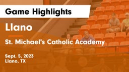 Llano  vs St. Michael's Catholic Academy Game Highlights - Sept. 5, 2023