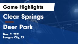 Clear Springs  vs Deer Park  Game Highlights - Nov. 9, 2021