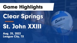 Clear Springs  vs St. John XXIII  Game Highlights - Aug. 25, 2022