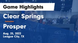 Clear Springs  vs Prosper  Game Highlights - Aug. 25, 2022