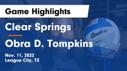 Clear Springs  vs Obra D. Tompkins  Game Highlights - Nov. 11, 2022