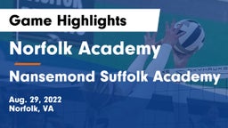 Norfolk Academy vs Nansemond Suffolk Academy Game Highlights - Aug. 29, 2022