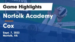 Norfolk Academy vs Cox  Game Highlights - Sept. 7, 2022