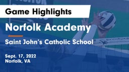 Norfolk Academy vs Saint John’s Catholic School Game Highlights - Sept. 17, 2022