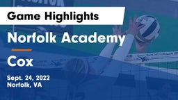 Norfolk Academy vs Cox  Game Highlights - Sept. 24, 2022