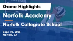 Norfolk Academy vs Norfolk Collegiate School Game Highlights - Sept. 26, 2023