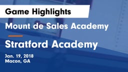 Mount de Sales Academy  vs Stratford Academy  Game Highlights - Jan. 19, 2018