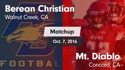 Matchup: Berean Christian vs. Mt. Diablo  2016