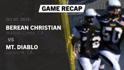 Recap: Berean Christian  vs. Mt. Diablo  2016