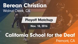 Matchup: Berean Christian vs. California School for the Deaf 2016