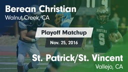 Matchup: Berean Christian vs. St. Patrick/St. Vincent  2016