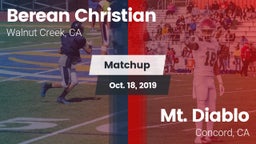 Matchup: Berean Christian vs. Mt. Diablo  2019